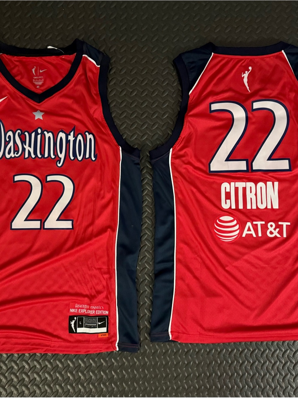 Red and Navy Washington Mystics #22 Citron Custom Basketball Jersey
